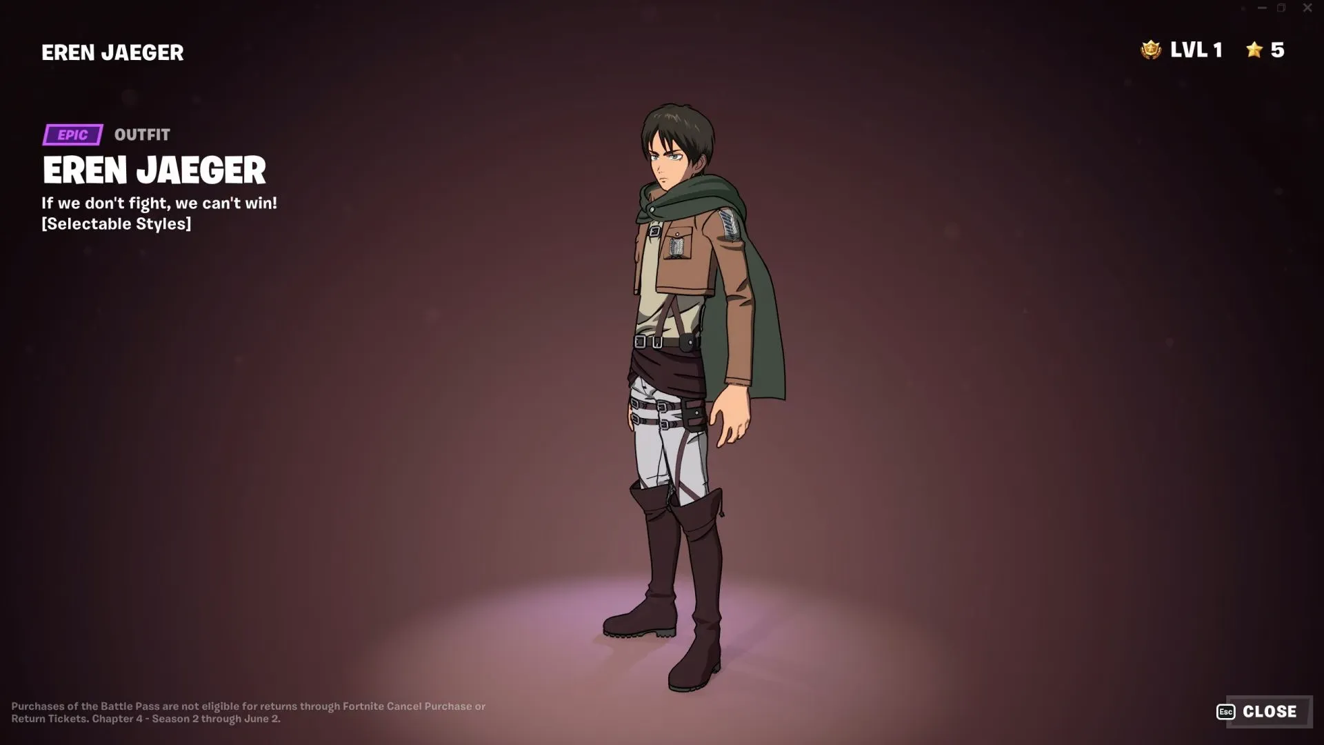 aticle cover photo for eren jaeger in fortnite