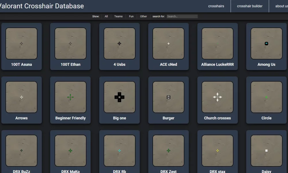 valorant crosshair database